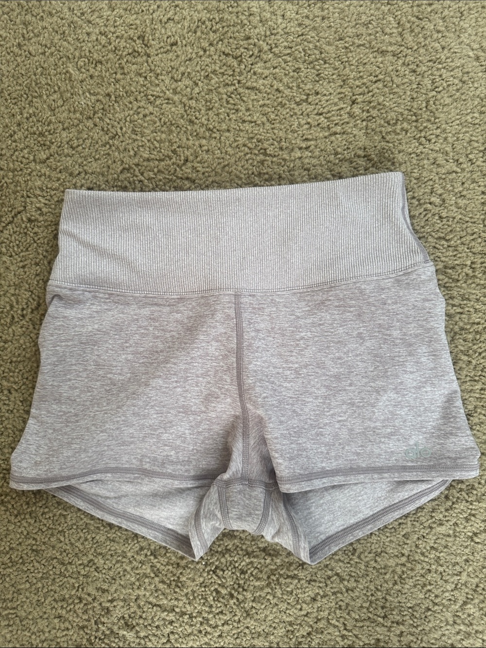 ALO Yoga Heathered Light Gray High-Rise Bike Shorts